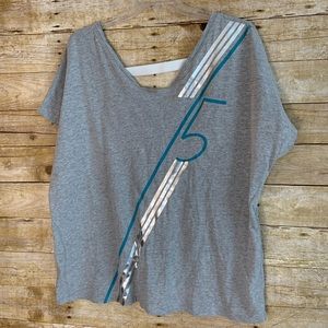 Livi Active Lane Bryant Grey Workout Exercise T-Shirt Short Sleeve 22W / 24W EUC